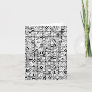 Funny Cartoon Faces Squares Folded Note Card