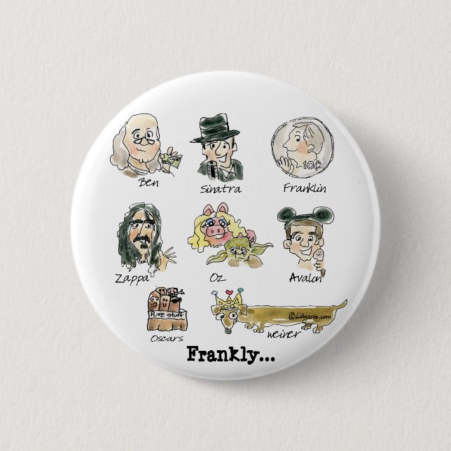 Funny Cartoon Famous Franks Round Lapel Pin (Front)