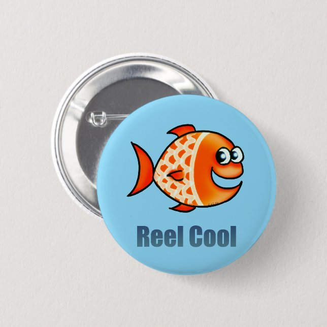 Funny Cartoon Fish Ocean Pun 2 Inch Round Button (Front & Back)