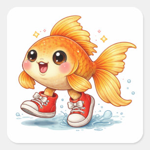 Funny cartoon fish wearing shoes Sticker