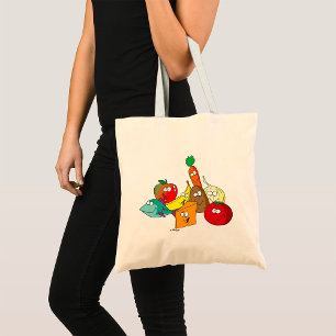 Funny Cartoon Food Group Friends Characters Tote Bag