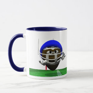 Funny Cartoon Football in a Helmet Mug