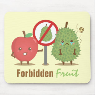 Funny Cartoon, Forbidden Fruit, Apple and Durian Mouse Pad