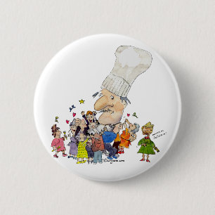 Funny Cartoon French Chef 2 Inch Round Button