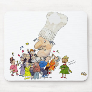 Funny Cartoon French Chef Mouse Pad