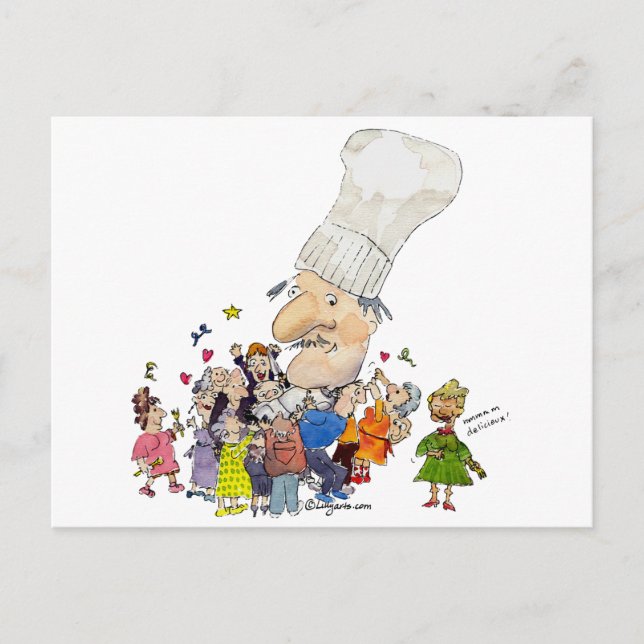 Funny Cartoon French Chef Postcard (Front)