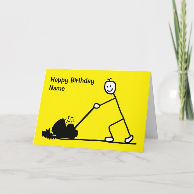 Funny Cartoon Gardener Birthday Card (Front)