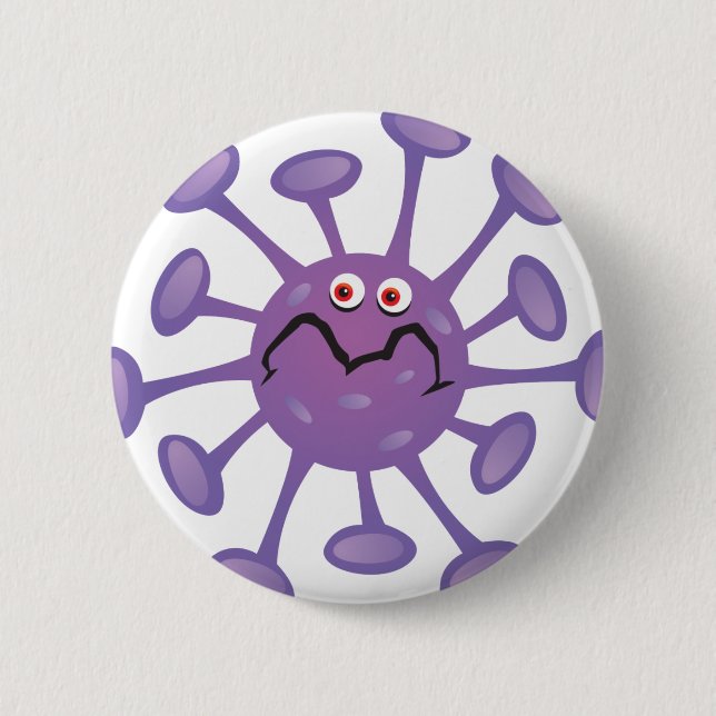 Funny Cartoon Germ Bacteria 2 Inch Round Button (Front)