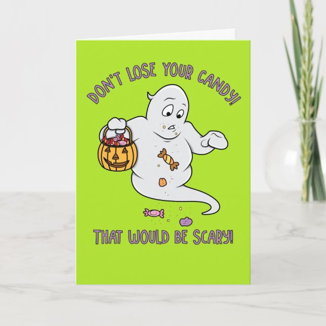 Funny Cartoon Ghost Halloween Card for Kids (Front)