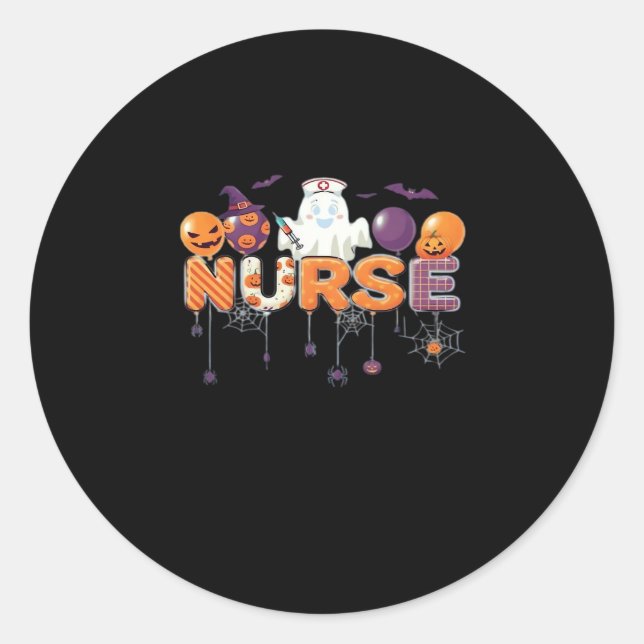funny cartoon ghost nurse - Hot Nurse Halloween Ou Classic Round Sticker (Front)