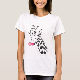 Funny Cartoon Giraffe Print  T-Shirt