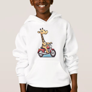 Funny Cartoon Giraffe Riding A Motorbike,