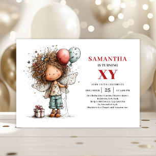 Funny Cartoon Girl Birthday Playful invitation