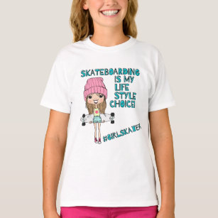 Funny Cartoon Girl Skater T-shirt / Skateboarding