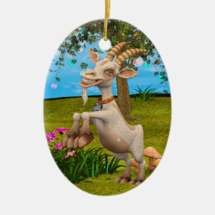 Funny Cartoon Goat Garden Animal Art Ceramic Ornament