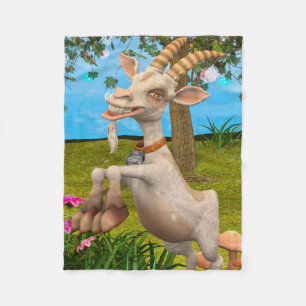 Funny Cartoon Goat Garden Animal Art Fleece Blanket