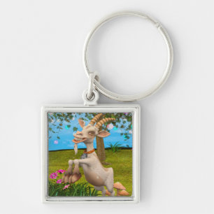Funny Cartoon Goat Garden Animal Art Keychain