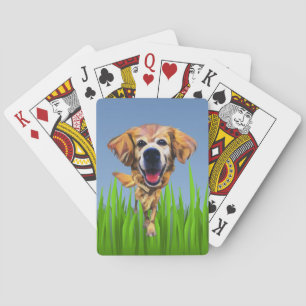 Funny Cartoon Golden Retriever Deck of Cards