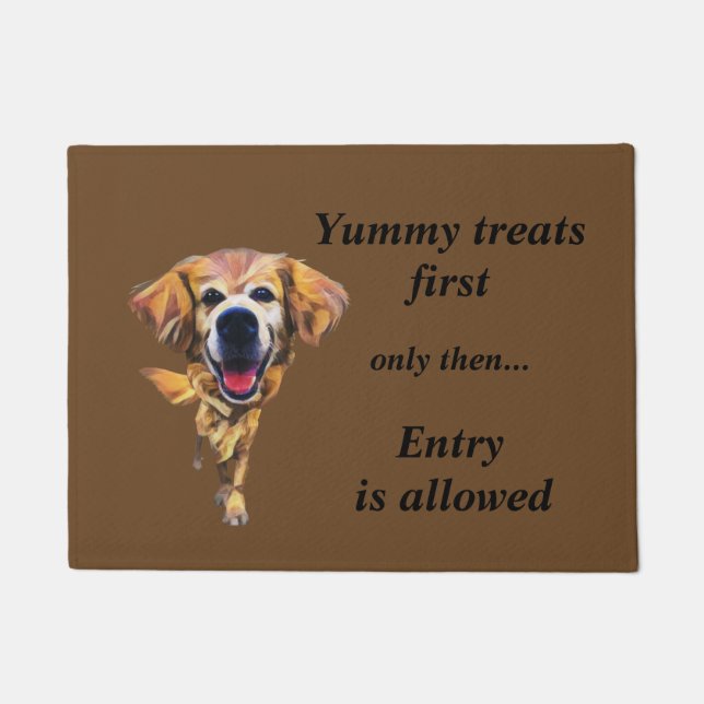 Funny Cartoon Golden Retriever Doormat (Front)