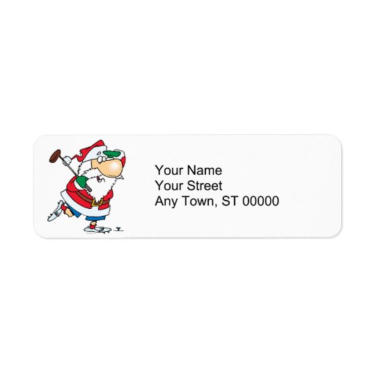 funny cartoon golfing golfer santa claus return address label