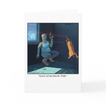 Funny Cartoon Greeting Card- Laser Cat