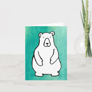 Funny Cartoon Grizzly Polar Bear Light Blue Folded Note Card