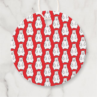 Funny Cartoon Grizzly Polar Bears Red Favour Tags