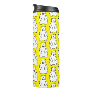 Funny Cartoon Grizzly Polar Bears Yellow Thermal Tumbler