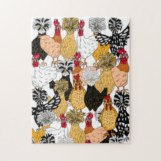 Funny Cartoon Hand Drawn Chickens Jigsaw Puzzle (Vertical)
