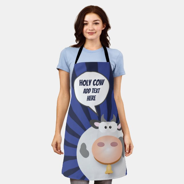Funny Cartoon Holy Cow All-Over Print Apron (Worn)