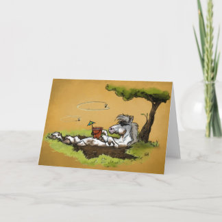 Funny Cartoon Horse Chilling in Mud Greeting Card