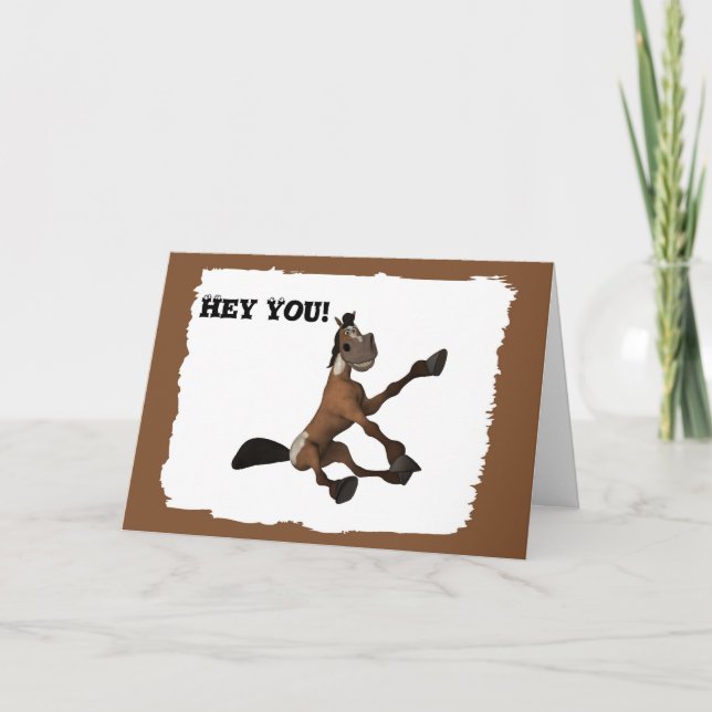 Funny Cartoon Horse Greeting Card (Front)