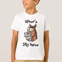 Funny Cartoon Horse Head with Big Smile