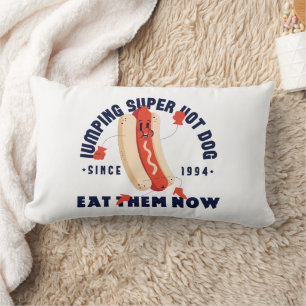 Funny Cartoon Hot Dog Art Graphic Tee Since 1994 Lumbar Pillow