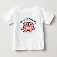 Funny Cartoon Illustration Pink Pig  2019 Baby Tee