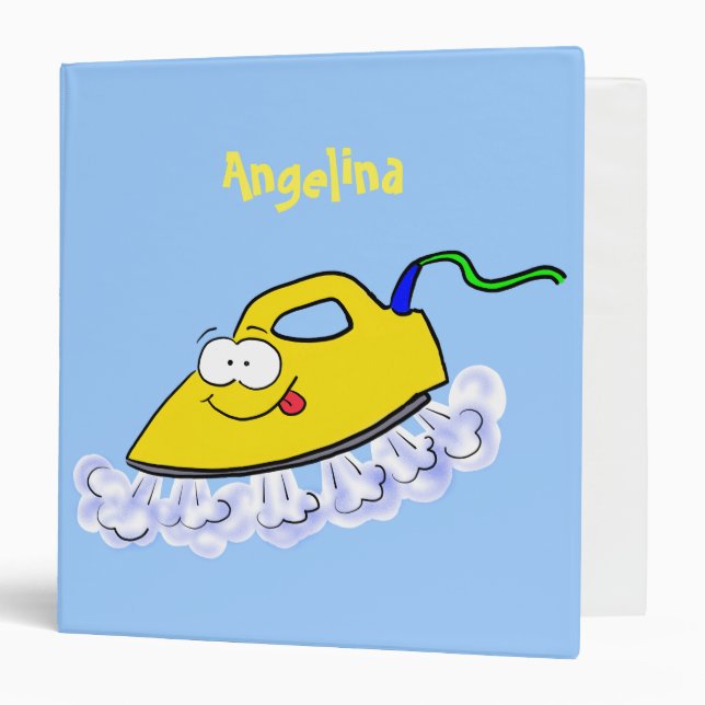 Funny cartoon iron laundry illustration binder (Front/Inside)