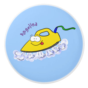 Funny cartoon iron laundry illustration ceramic knob