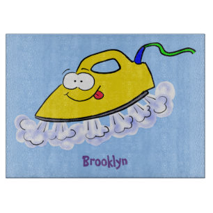 Funny cartoon iron laundry illustration cutting board
