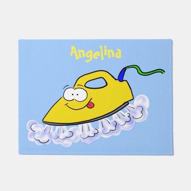 Funny cartoon iron laundry illustration doormat (Front)