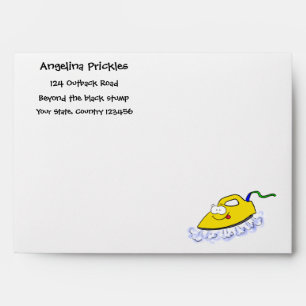 Funny cartoon iron laundry illustration envelope