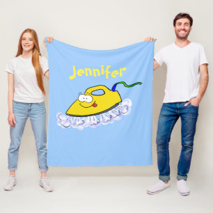 Funny cartoon iron laundry illustration fleece blanket