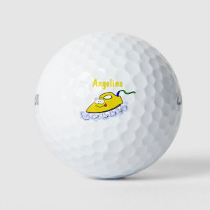 Funny cartoon iron laundry illustration golf balls