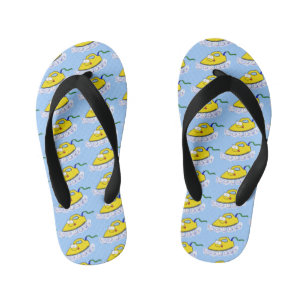 Funny cartoon iron laundry illustration kid's flip flops