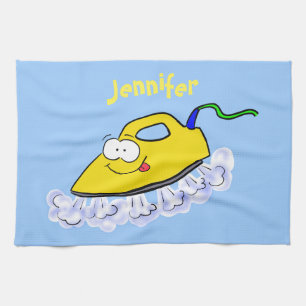 Funny cartoon iron laundry illustration kitchen towel