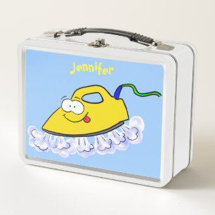 Funny cartoon iron laundry illustration metal lunch box