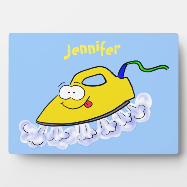 Funny cartoon iron laundry illustration plaque (Front)