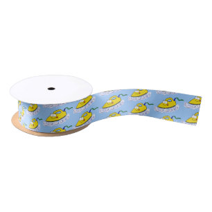 Funny cartoon iron laundry illustration satin ribbon