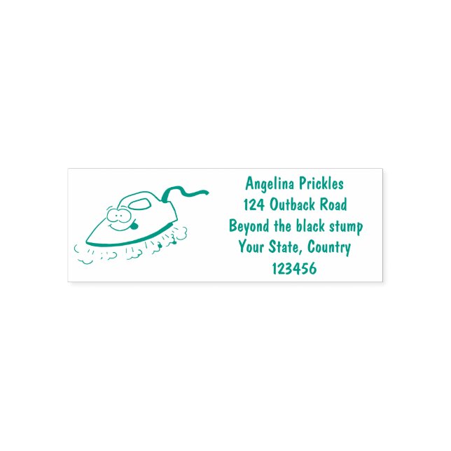 Funny cartoon iron laundry illustration self-inking stamp (Design)