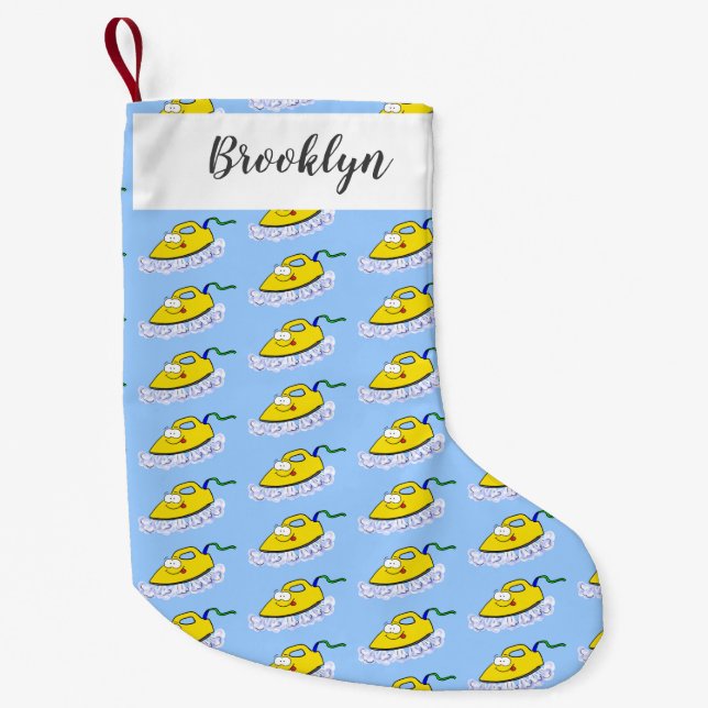 Funny cartoon iron laundry illustration small christmas stocking (Front)