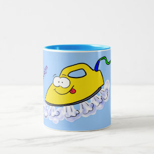 Funny cartoon iron laundry illustration Two-Tone coffee mug